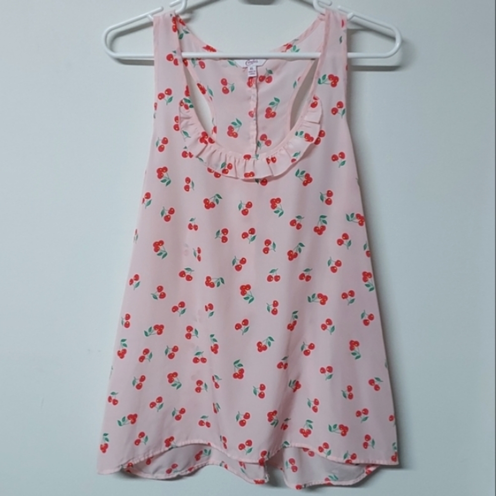 🍒 Candie's cherry ruffle tank junior's XL